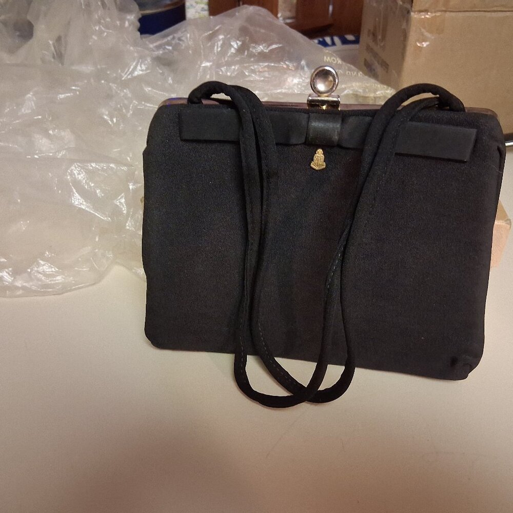 small black velvet clutch with wristlet